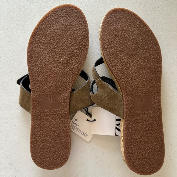 NEW Zara Leather Thong Espadrille Sandal Size 40 US 10 - Picture 6 of 6